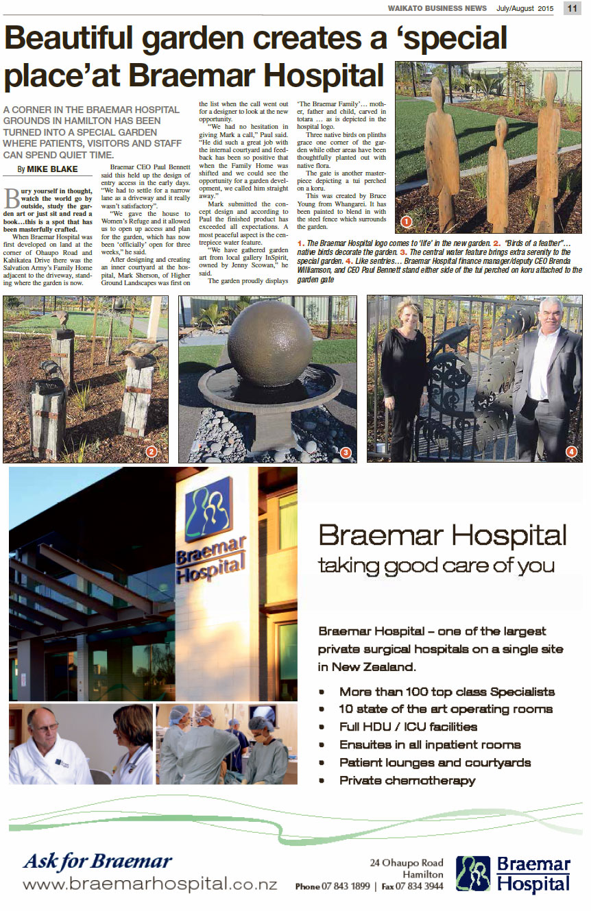 Braemar Relaxation Courtyard - Waikato Business News, Higher Ground Landscapes Ltd